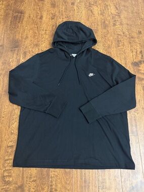 Nike Black Hoodie with White Swoosh Logo Size XXL